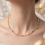 Elegant gold beaded chain necklace jewellery