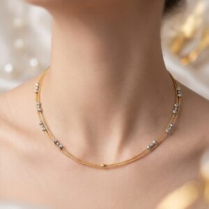 Elegant gold beaded chain necklace jewellery